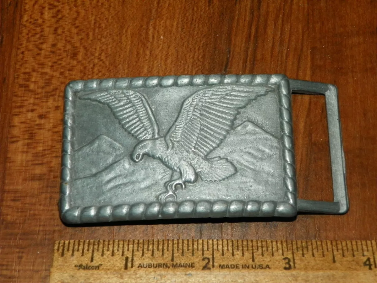 Vintage Pewter Belt Buckle Bald Eagle