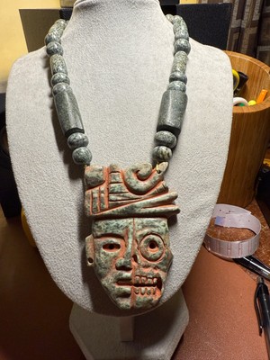 Granite Life and Death Necklace, Dualidad, Beaded, Indigenous Ancient Mexico #15