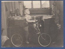 Beautiful Boy on a Kid's Bike, Cute Child Soviet Vintage Photo USSR