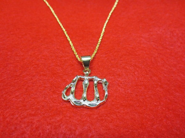 Alternate view of 14kt Gold Plated Small Allah ,mohammed Charm 24" 14kt Gold Plated Rope Chain