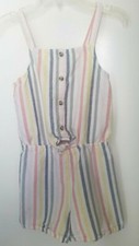 Old Navy Striped Colorful Bib Overall Romper Size 10-12 Girls