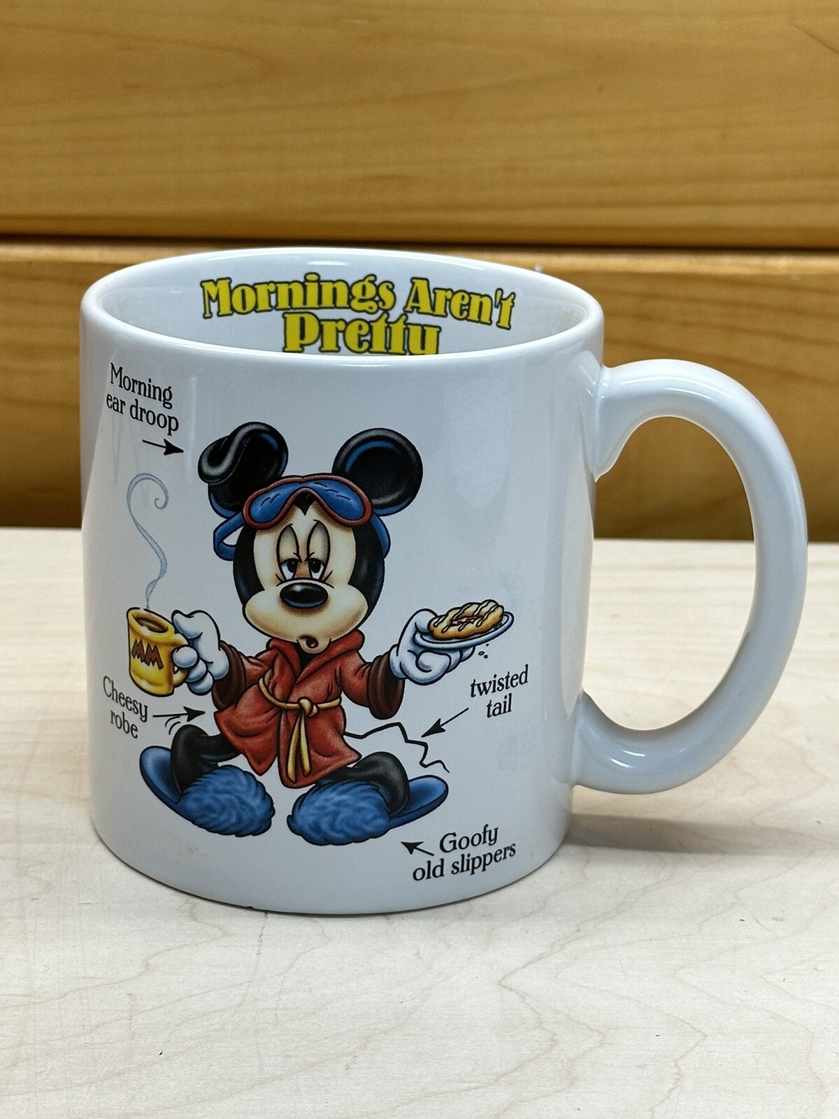 Disney Store Mickey Mouse "Mornings Aren't Pretty" Ceramic Large Coffee