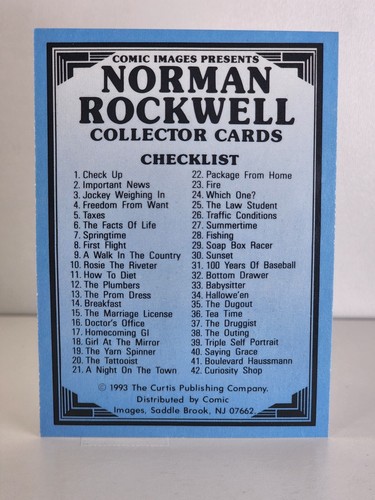 1993 Comic Images Norman Rockwell Cards (Pick A Card and Complete Your Set)