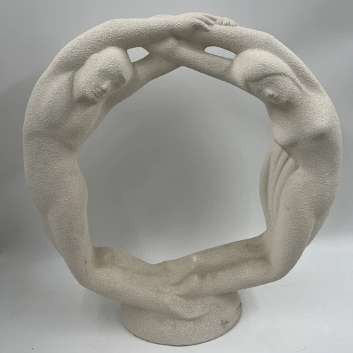 1996 HAEGER TEXTURED CERAMIC “CIRCLE OF LOVE ETERNITY” SCULPTURE LOVELY 15 X 14