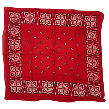 Vintage 14193 Western Country Rodeo Floral Cotton Red Scarf Bandana 20" x 21"