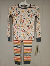 Cat & Jack 2pc Girl's Flower and Stripes Pajama Set Size 8 NWT 2E206
