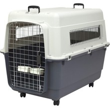 SportPet Designs Plastic Kennels Rolling Plastic Wire Door Travel Dog Crate