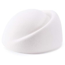 Womens 100 Wool Hostess Pillbox Hat Millinery Fascinator Base A137 White