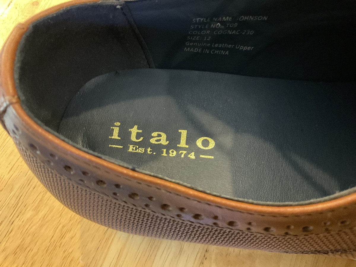 Italo Johnson Cognac Leather Men\'s Dress Shoes Size 14 M Italo Mens Leather Shoes Color Cognac Style Johnson Sz 12  main image 2