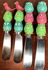 Cheese Jam Spread Knifes Owls Birds Set Of 4 Stainless