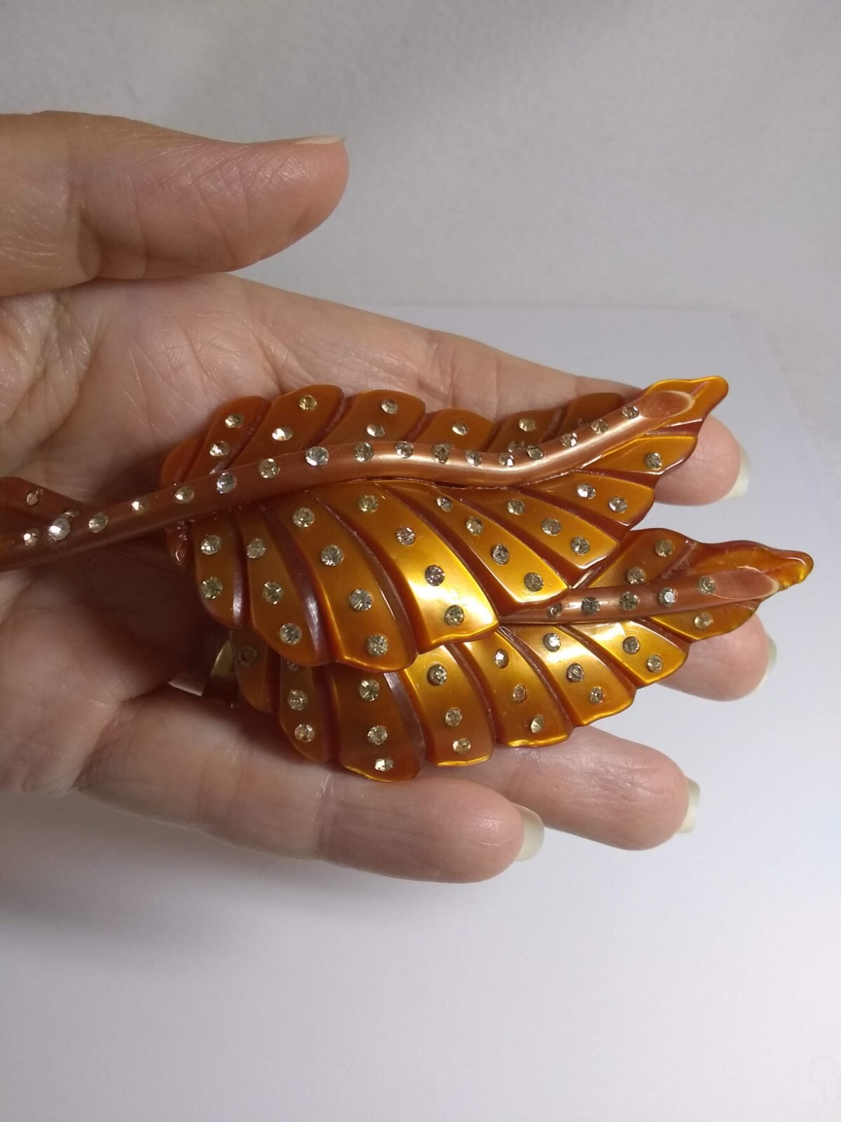 Large Statement Brooch Rust Brown Fall Leaves Pin… - image 6