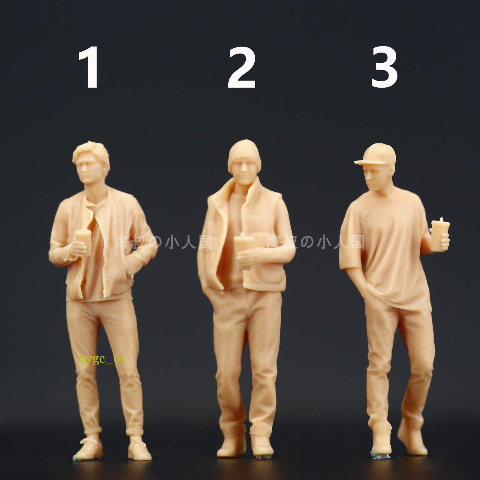 1/64 Miniatures Figures 3pcs For Cars Vehicles Doll Toy Model Handsome Man Scene