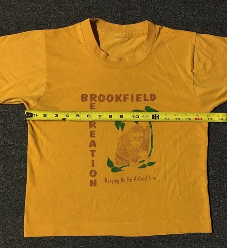 Vtg 90s Kids Brookfield Faded PE Shirt L USA Monkey Animal Funny School Track 80 - Picture 10 of 11
