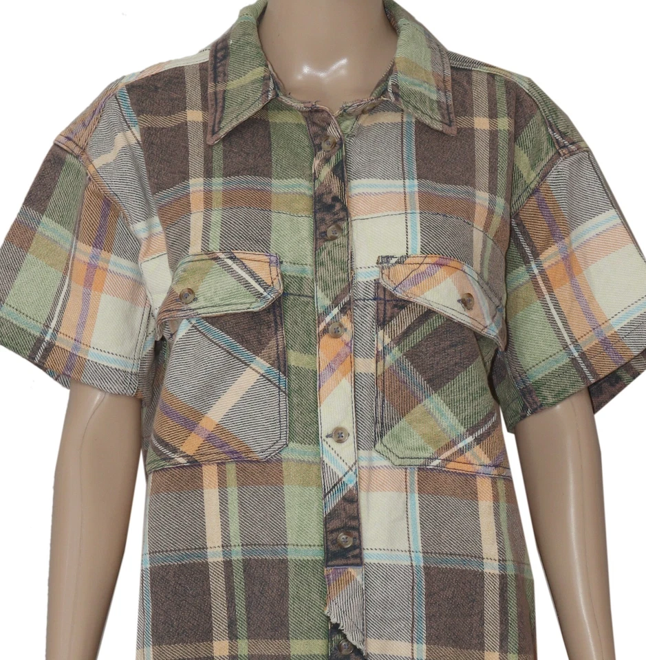 Camisa a Cuadros Free People We The Free Vintage Crush Estampada Buttondown Nueva M Foto 3 de 4