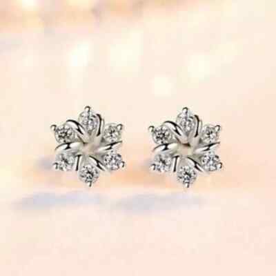 1.50Ct Lab-Created Diamond Push Back Flower Stud Earring's 14K White Gold Finish