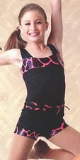 NWT PVC Giraffe Print Shorty Unitard w/mitts belt XLch/ladies szs Dance Costume