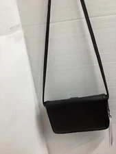 ILI New York Leather Crossbody Bag Womens Adjustable Strap Black #6851 NWT