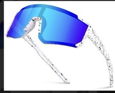 AGGKKY Kids Polarized Sunglasses UV400 Sports Shades White Blue Lens