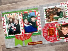 Christmas Scrapbook Pages, 12 by 12 Premade Christmas Layouts, Holiday Pages