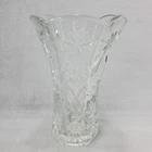 VTG Anchor Hocking Early American Prescut Star Of David Vase - 8.5” Tall - Heavy