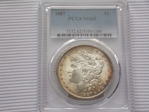 1887 PCGS MS62 Silver Morgan Dollar $ *** Toning ***