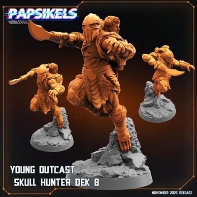 Young Outcast Skull Hunter Resin Miniature   Dual Character Sci-Fi Warrior 32mm