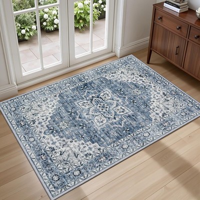 2x3 Area Rugs Living Room Rug: Washable Vintage Boho Medallion Rug No Slip St...