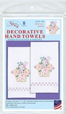 Jack Dempsey Stamped Decorative Hand Towel Pair 17"X28"-Bird On A Basket