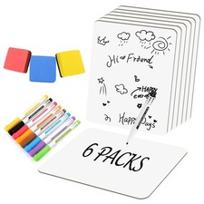 6 Pack Small White Board Dry Erase Classroom Pack Boards 9" x12 Personal