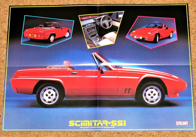 RELIANT SCIMITAR SS1 Pre-Launch Preview Sales Brochure Poster 1985 - Excellent!