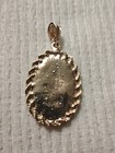 Christianity Virgin Mary Oval Gold Plated Brass Medal Pendant Green Enamel — photo 2