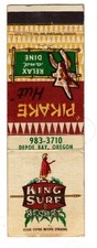KING SURF - PIKAKE HUT matchbook matchcover - DEPOE BAY, OREGON - TIKI