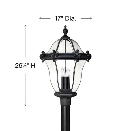 Hinkley Lighting H2447 San Clemente 26.5" Tall 3 Light Post Light - Black - Picture 4 of 8