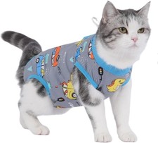 Cat Surgery Recovery Suit Professional for Surgical Abdominal Large, Gray