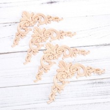 4Pcs Carved Wood Corner Onlay Applique Decoration for Cabinets