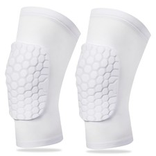 White Honeycomb Knee Compression Pads Sleeve Brace Basketball Pair Size M