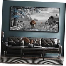  Western Decor for Home - Large Pictures 48"L x 24"W Black, white and brown