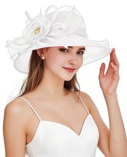 Z X Organza Church Fascinator Wedding Tea Party Derby Hats for Women Flower W...