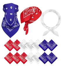  14 pieces Bandanas Paisley Print Novelty Headband Cowboy Headwraps Blue Red
