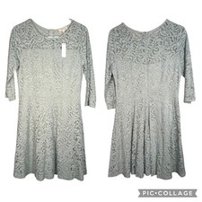 Sandy & Sid Dress Seafoam Green Floral Lace Fit and Flare 3/4 Sleeve NWT M
