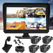 10.1" Quad Monitor DVR 4 Dash Cam Rear View Backup Camera for Truck Semi Trailer
