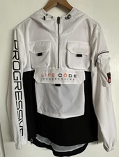 Copper Rivet H Quality Life Code WT BLK Print Windbreaker Jacket Size Small