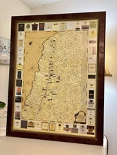 Vintage Expedition Napa Valley Winery Trail Map Framed  27.5" x 21"
