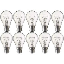 100W Light Bulbs Incandescent GLS Bayonet B22 BC Old Style Clear Light Bulbsx 10