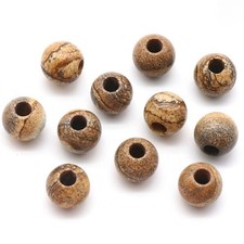 50pcs Natural Picture Stone Round Big Hole Beads Jewelry Making 16mm Hole 5mm