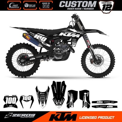 Custom MX Grafik Kit: KTM SX SXF EXC EXCF XC XCW 125-500 - BLOCK BLK/WHI
