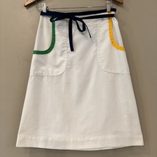 VTG Talbots Dorothy Z Wrap Skirt Tie White Navy Tennis Preppy Coastal Nautical