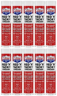 Case of 10 Lucas Oil 10005-30 Red N Tacky Multi-Purpose Grease 14 oz. Cartridges