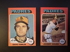1975 Topps Mini Johnny Grubb Dave Tomlin San Diego Padres