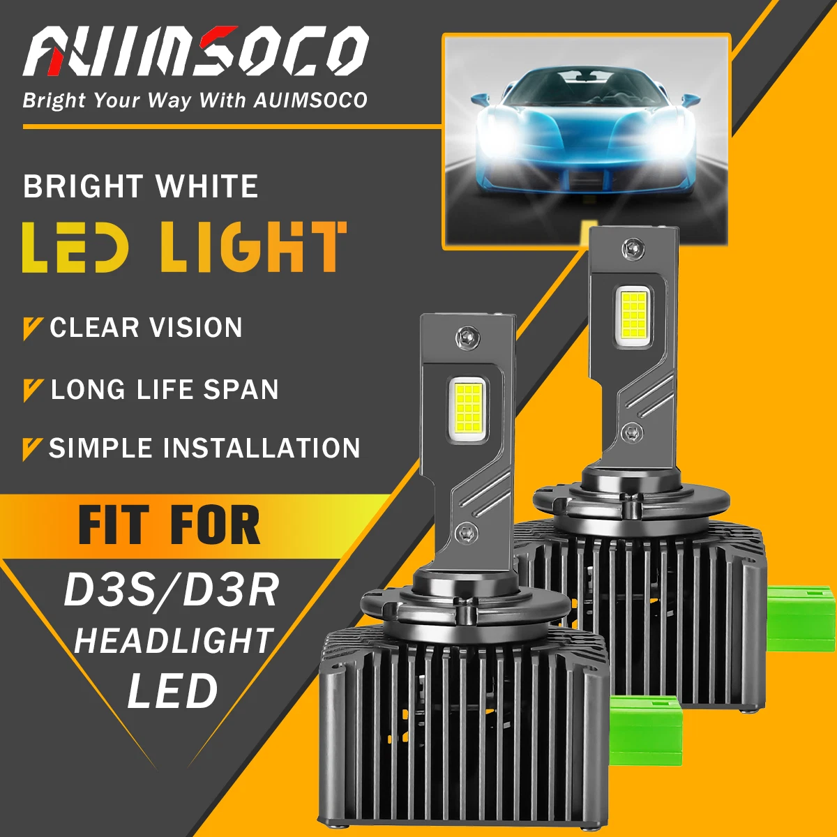 6000K D3S D3R DS3 LED Xenon Headlight Replacement Bulbs Super Bright